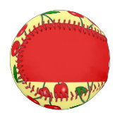 名前をカスタムする赤さくらんぼオン黄色 野球ボール (正面左)
