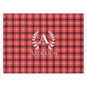 名前をカスタムする赤と黒の格子模様のクリスマス テーブルクロス (正面(横))