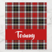 名前をカスタムする赤格子模様 ワインラベル (シングルラベル)