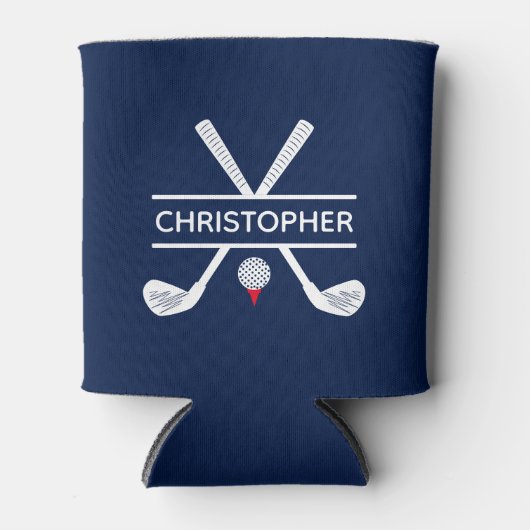 名前をカスタムする赤白青ゴルフ 缶クーラー (正面)