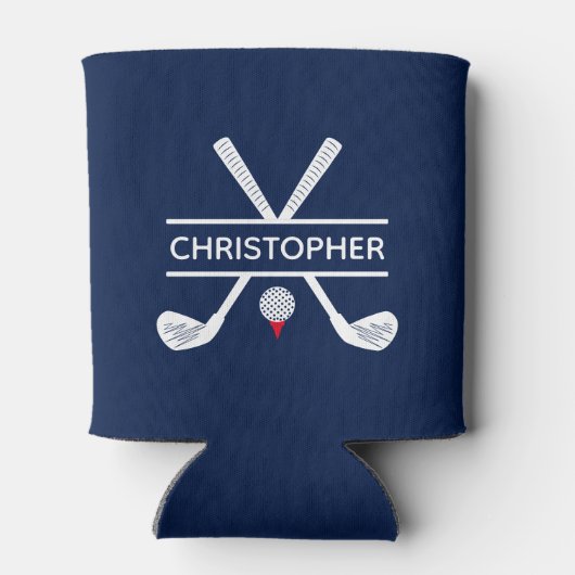 名前をカスタムする赤白青ゴルフ 缶クーラー (裏面)