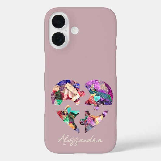 名前をカスタムする赤面パウダーピンクかわいいカラフルハート Case-Mate iPhoneケース (裏面)