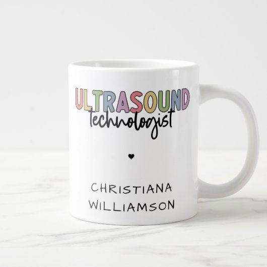 名前をカスタムする超音波検査技師ギフト ジャンボコーヒーマグカップ (右)