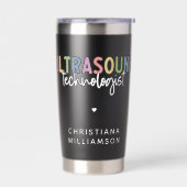 名前をカスタムする超音波検査技師ギフト 保温保冷タンブラー (左面)