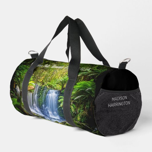 名前をカスタムする蹄鉄秋オーストラリアカスタム文字 ダッフルバッグ (右コーナー)