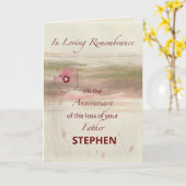 名前をカスタムする追悼の記念日の損失父 カード (黄色い花)