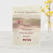 名前をカスタムする追悼アニバーサリーロスブラザー カード (黄色い花)
