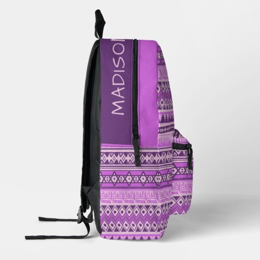 名前をカスタムする部族アステカ模様 プリントバックパック (左)
