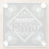 名前をカスタムする重量挙げホームクロスフィットジム ガラスコースター (裏面)