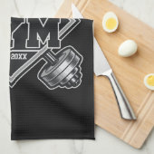 名前をカスタムする重量挙げホームクロスフィットジム キッチンタオル (四つ折り)