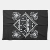 名前をカスタムする重量挙げホームクロスフィットジム キッチンタオル (横)