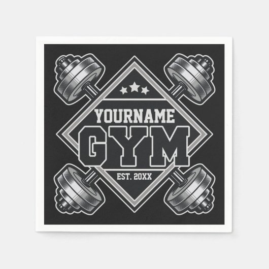 名前をカスタムする重量挙げホームクロスフィットジム スタンダードカクテルナプキン (正面)