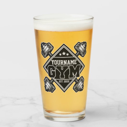 名前をカスタムする重量挙げホームクロスフィットジム タンブラーグラス (ドリンク正面)