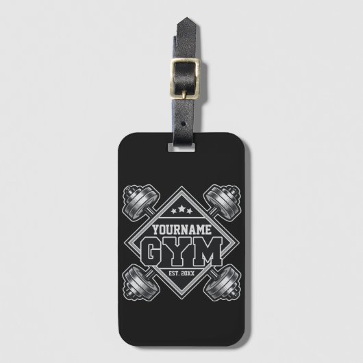 名前をカスタムする重量挙げホームクロスフィットジム ラゲッジタグ (正面縦)