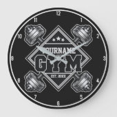 名前をカスタムする重量挙げホームクロスフィットジム ラージ壁時計 (正面)