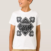 名前をカスタムする重量挙げホームクロスフィットジム Tシャツ (正面)