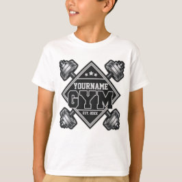 名前をカスタムする重量挙げホームクロスフィットジム Tシャツ