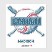 名前をカスタムする野球 シール (シート)