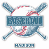 名前をカスタムする野球 シール (正面)