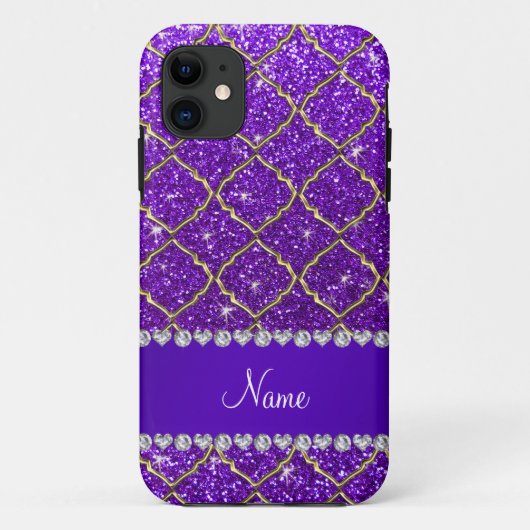 名前をカスタムする金ゴールドインディゴパープルグリッターモロッコ Case-Mate iPhoneケース (裏面)
