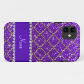 名前をカスタムする金ゴールドインディゴパープルグリッターモロッコ Case-Mate iPhoneケース (裏面(横))