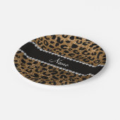 名前をカスタムする金ゴールドグリッターチータープリント ペーパープレート (アングル)