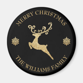 名前をカスタムする金ゴールドグリッタートナディアメリークリスマス マグネット