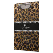 名前をカスタムする金ゴールドグリッターヒョウ印刷 クリップボード (左)