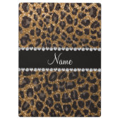 名前をカスタムする金ゴールドグリッターヒョウ印刷 クリップボード (裏面)