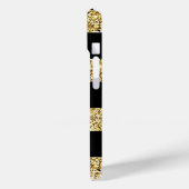 名前をカスタムする金ゴールドグリッターブラックストライプ Case-Mate iPhoneケース (裏面 / 左)