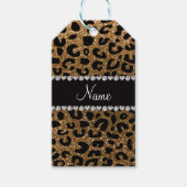 名前をカスタムする金ゴールドグリッターレオパード印刷 ギフトタグ (正面)
