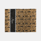 名前をカスタムする金ゴールドグリッター弓 フリースブランケット (正面(横))