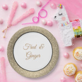 名前をカスタムする金ゴールドグリッター9"紙プレート ペーパープレート (パーティー)