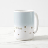 名前をカスタムする金ゴールドスノーフレークスクリスマスプレゼント コーヒーマグカップ (正面右)