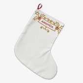 名前をカスタムする金ゴールドスワーズレッドベリークリスマス ラージクリスマスストッキング (正面 (吊り時))