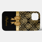 名前をカスタムする金ゴールドダマスクオンブラック結婚ズギフト Case-Mate iPhoneケース (裏面 (横))