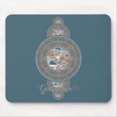 名前をカスタムする金ゴールドティール(緑がかった色)抽象芸術装飾曼荼羅 マウスパッド (正面)