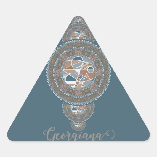 名前をカスタムする金ゴールドティール（緑がかった色）抽象芸術装飾曼荼羅 三角形シール (正面)
