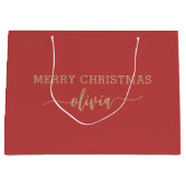 名前をカスタムする金ゴールドレッドラージ抱き枕 ラージペーパーバッグ (正面)