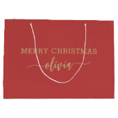 名前をカスタムする金ゴールドレッドラージ抱き枕 ラージペーパーバッグ (裏面)