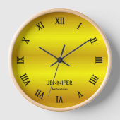 名前をカスタムする金ゴールド勾配 壁時計 (正面)