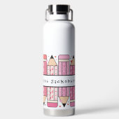 名前をカスタムする鉛筆先生 ウォーターボトル (背面)