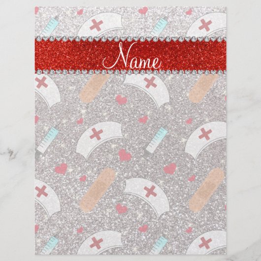 名前をカスタムする銀グリッターナースハットハート チラシ (正面)