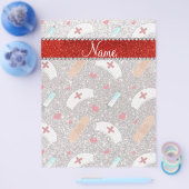 名前をカスタムする銀グリッターナースハットハート チラシ (シングル)