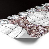 名前をカスタムする銀グリッターバレーボール ポスター (角)