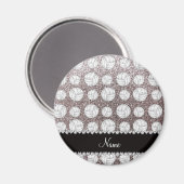 名前をカスタムする銀グリッターバレーボール マグネット (正面/裏面)