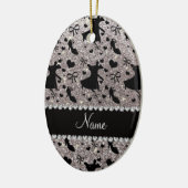 名前をカスタムする銀グリッター社交ダンス踊り セラミックオーナメント (左)