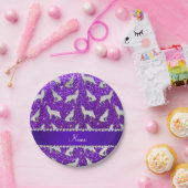 名前をカスタムする銀山藍紫グリッター ペーパープレート (パーティー)