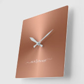 名前をカスタムする銅金属スタイルアクリル スクエア壁時計 (傾斜)