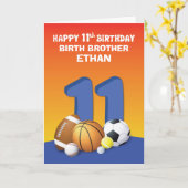 名前をカスタムする関係ボーイ第11誕生日スポーツ カード (黄色い花)